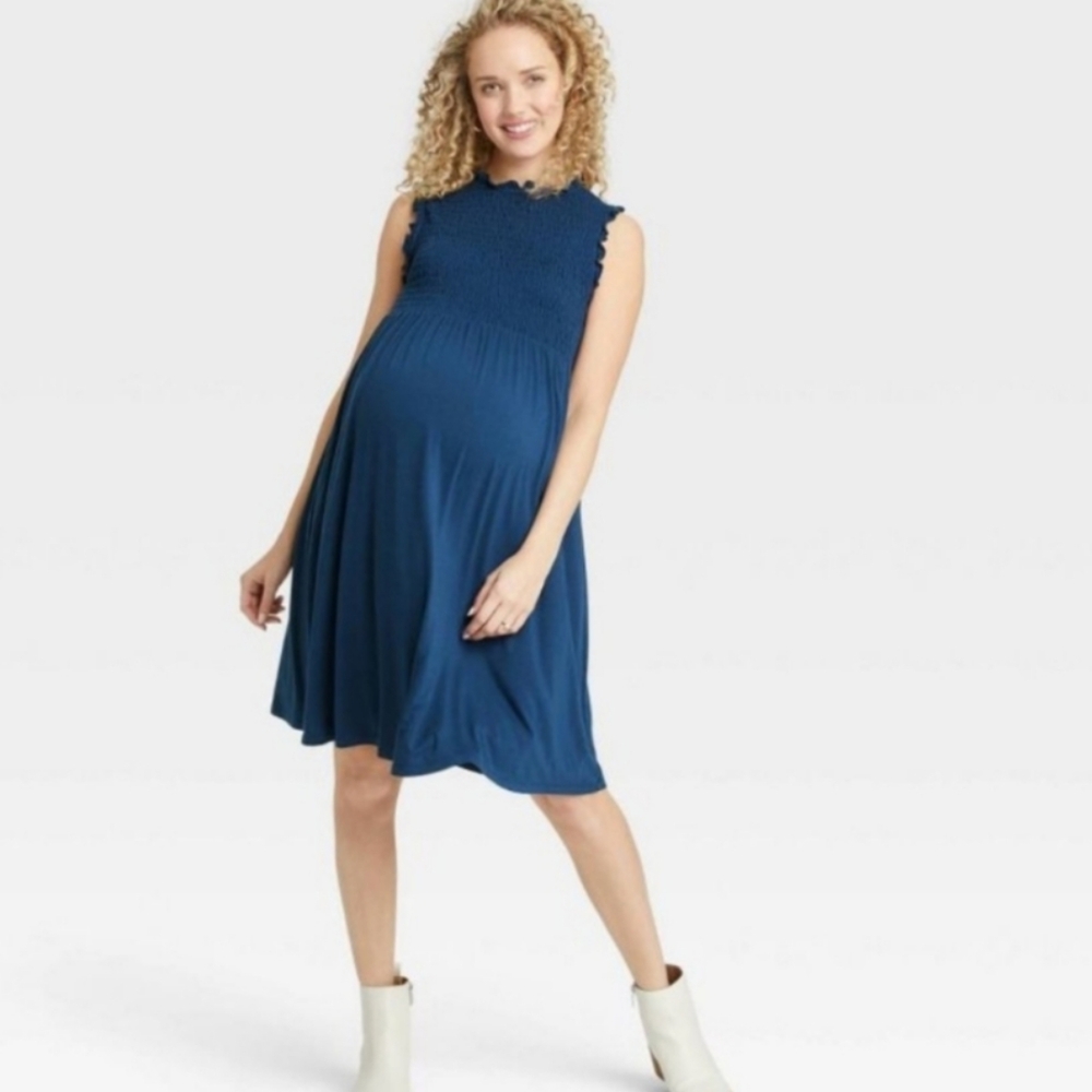 The Nines by Hatch Sleeveless Smocked Maternity Dress